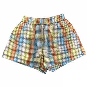 GANNI Checkered Cotton-Blend Seersucker Shorts